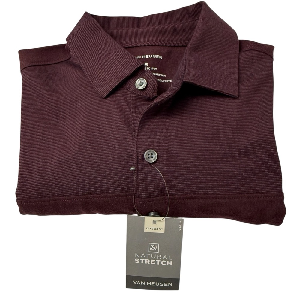 Van Heusen Classic Fit Men's Short Sleeve Polo Shirt,‎ Spiced Currant, Size S